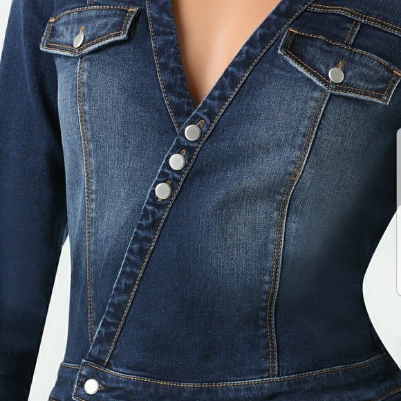 BNWT BEBE Surplice Denim Flight Suit size 24/XS - Picture 4 of 5